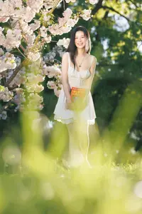 Spring Muse: Pristine Beauty and Grace Amidst Blooming Cherry Blossoms. - image 0