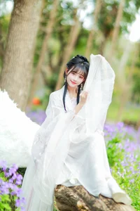 Elegant White Hanfu Photoshoot in Purple Orchid Mist by Art Language - image 9