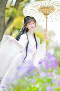 Elegant White Hanfu Photoshoot in Purple Orchid Mist by Art Language - image 2