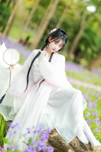 Elegant White Hanfu Photoshoot in Purple Orchid Mist by Art Language - image 7