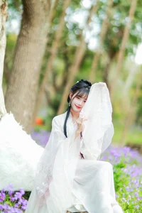 Elegant White Hanfu Photoshoot in Purple Orchid Mist by Art Language - image 8