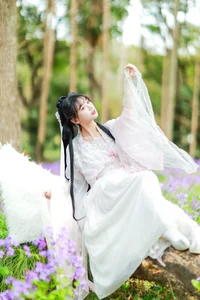 Elegant White Hanfu Photoshoot in Purple Orchid Mist by Art Language - image 3