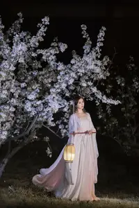 YiTuYu Vol.8782: Chu Yuan Yuan's Ethereal Beauty Amidst Cherry Blossoms Night - image 4
