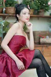 VGU No.187: Charming Woman in Red Dress Shines with Elegant Christmas Style. Discover Festive Fashion & Holiday Grace! - image 6