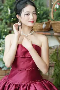 VGU No.187: Charming Woman in Red Dress Shines with Elegant Christmas Style. Discover Festive Fashion & Holiday Grace! - image 7