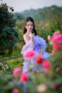 Dreamy Lavender Muse in Golden Flower Garden - image 2
