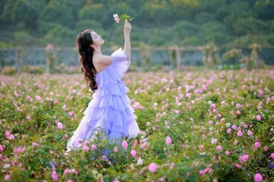Dreamy Lavender Muse in Golden Flower Garden - image 5