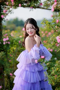 Dreamy Lavender Muse in Golden Flower Garden - image 0