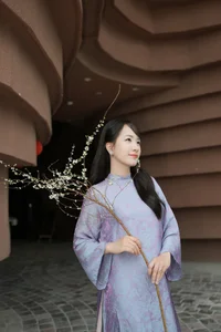Elegant Blush Pink Vietnamese Ao Dai with Floral Embroidery – Modern Traditional Long Dress for Weddings, Cultural Events, and Timeless Heritage Style - image 5
