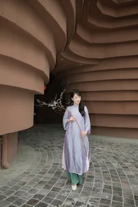 Elegant Blush Pink Vietnamese Ao Dai with Floral Embroidery – Modern Traditional Long Dress for Weddings, Cultural Events, and Timeless Heritage Style - image 4