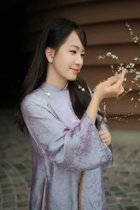 Elegant Blush Pink Vietnamese Ao Dai with Floral Embroidery – Modern Traditional Long Dress for Weddings, Cultural Events, and Timeless Heritage Style - image 1