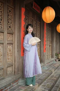 Elegant Blush Pink Vietnamese Ao Dai with Floral Embroidery – Modern Traditional Long Dress for Weddings, Cultural Events, and Timeless Heritage Style - image 6