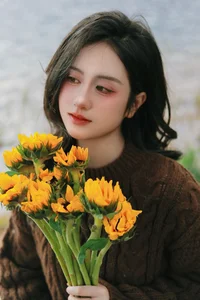 Autumn Muse: Cozy Knits and Radiant Sunflowers - image 2