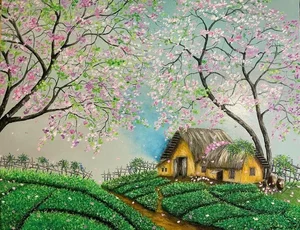 Elegant Cherry Blossom Paintings: Beautiful Peach Blossom Art for Modern Homes - image 26