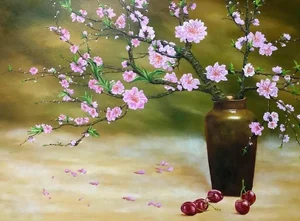 Elegant Cherry Blossom Paintings: Beautiful Peach Blossom Art for Modern Homes - image 14