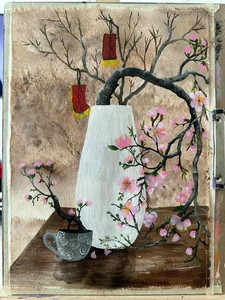 Elegant Cherry Blossom Paintings: Beautiful Peach Blossom Art for Modern Homes - image 17