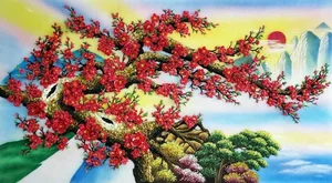 Elegant Cherry Blossom Paintings: Beautiful Peach Blossom Art for Modern Homes - image 11