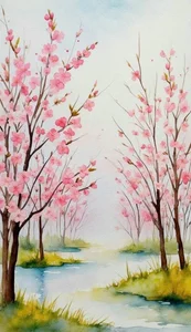 Elegant Cherry Blossom Paintings: Beautiful Peach Blossom Art for Modern Homes - image 6