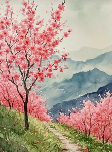 Elegant Cherry Blossom Paintings: Beautiful Peach Blossom Art for Modern Homes - image 3