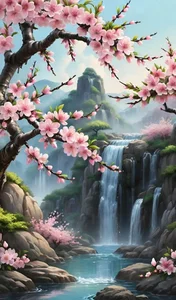 Elegant Cherry Blossom Paintings: Beautiful Peach Blossom Art for Modern Homes - image 5
