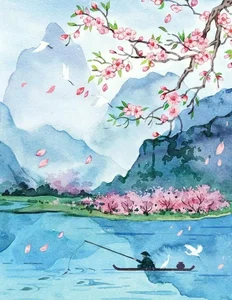 Elegant Cherry Blossom Paintings: Beautiful Peach Blossom Art for Modern Homes - image 15