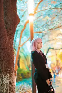 Coser Cien HamanOL: Captivating Pink-Haired Office Lady Cosplay by the City Lights - image 15