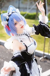 Stunning Rem Cat Maid Cosplay by Hana at Firefly Animation Carnival – Re:Zero Inspired Anime Photoshoot - image 42