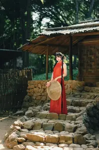 Captivating Vietnamese Beauty: Graceful Girl in Traditional Red Ao Dai - image 5