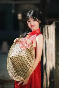 Captivating Vietnamese Beauty: Graceful Girl in Traditional Red Ao Dai - image 19