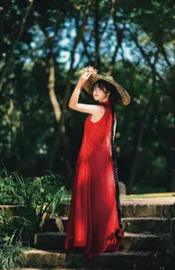 Captivating Vietnamese Beauty: Graceful Girl in Traditional Red Ao Dai - image 15