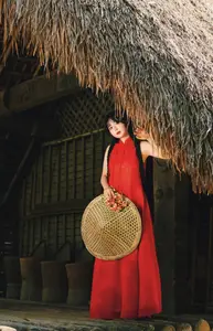 Captivating Vietnamese Beauty: Graceful Girl in Traditional Red Ao Dai - image 11