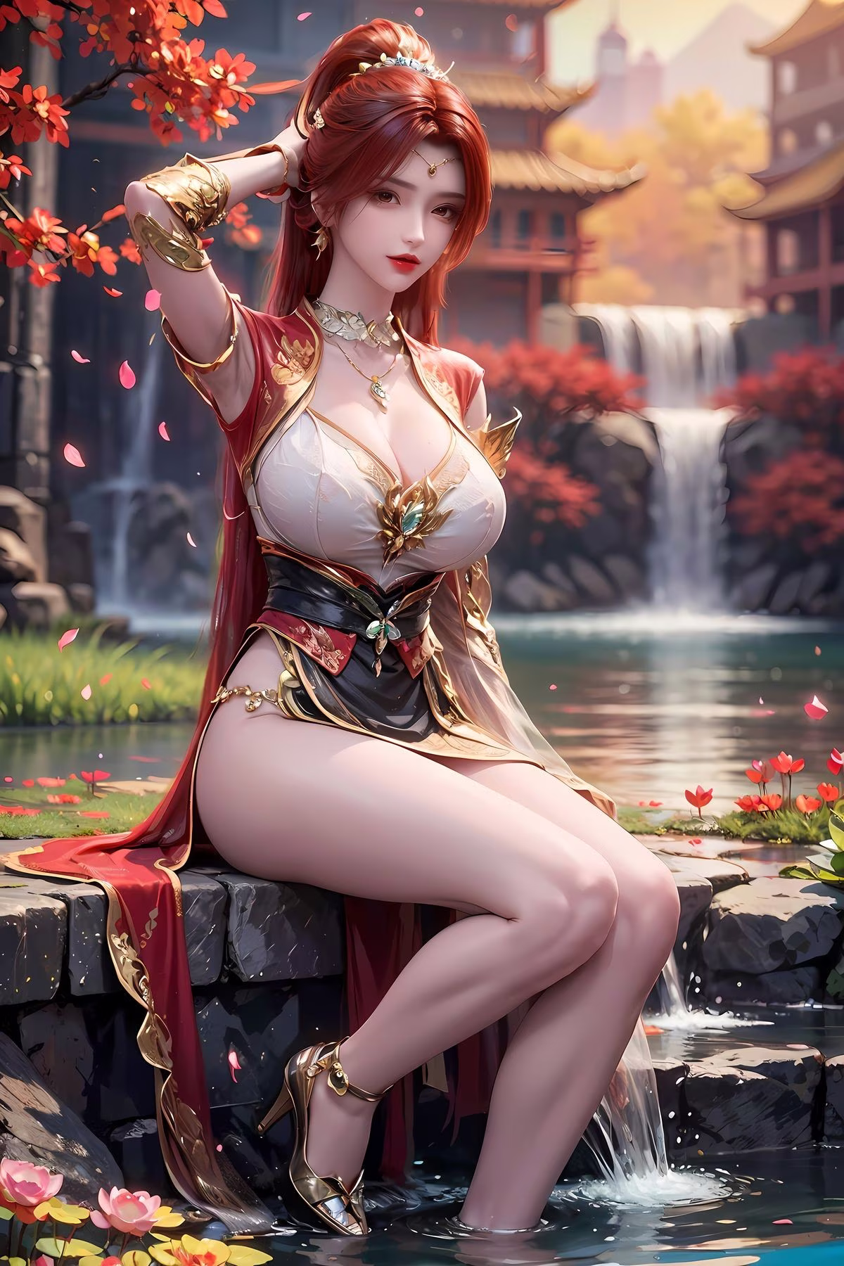 Tang Huo'er's Enchanting Beauty: Dou Po Cang Qiong AI Character in Mystical Scenery