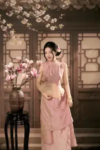 Discover Traditional Beauty: Elegant Lady Amidst Blossoms - image 2
