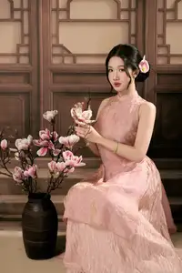 Discover Traditional Beauty: Elegant Lady Amidst Blossoms - image 4