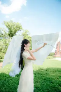 VGU No.180: The Pure Elegance of a Girl in a White Dress with Gentle Lilies - image 4