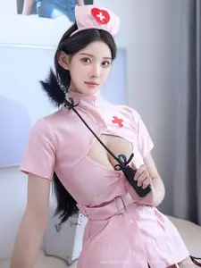 XiuRen No.10563 Li Shuang Er: Captivating Allure in Pink Nurse Uniform - image 2