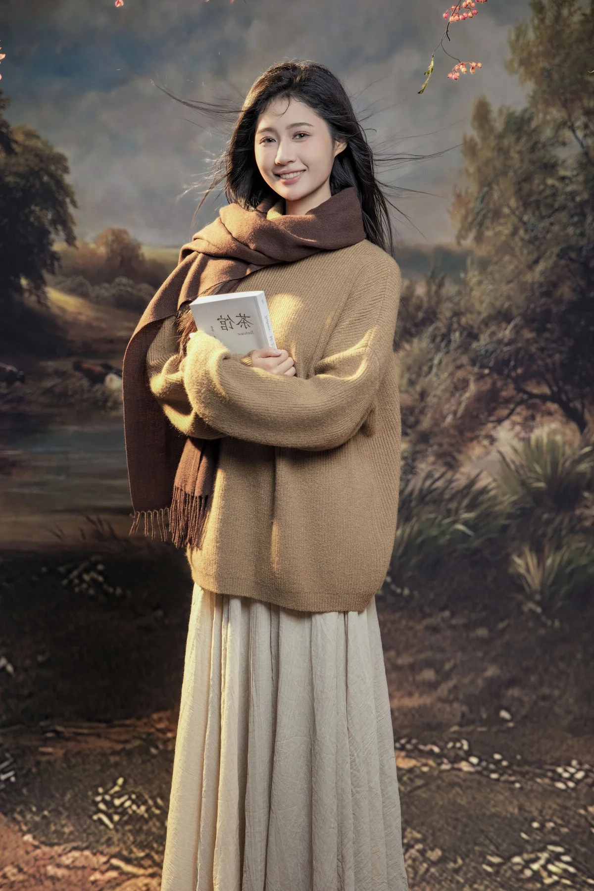 Xin Xin's Pensive Autumn Beauty Vol.8813: A Romantic Seasonal Transition in a Scenic Canvas