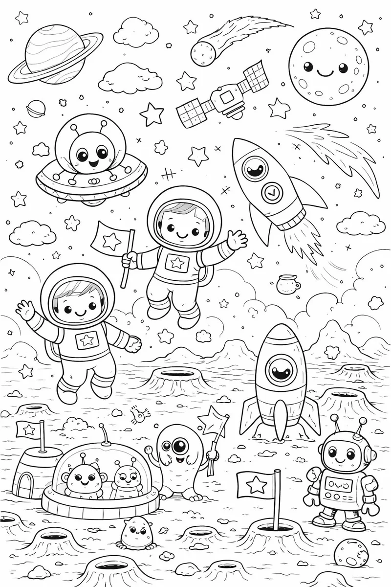 100+ Creative Space Coloring Pages for Kids: Explore the Universe Today