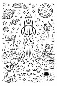 100+ Creative Space Coloring Pages for Kids: Explore the Universe Today - image 8