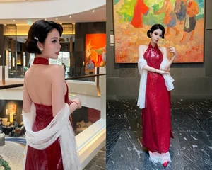 Chu Mac Thuy Quynh Shines in Soft and Seductive Modern Ao Dai Designs - image 4