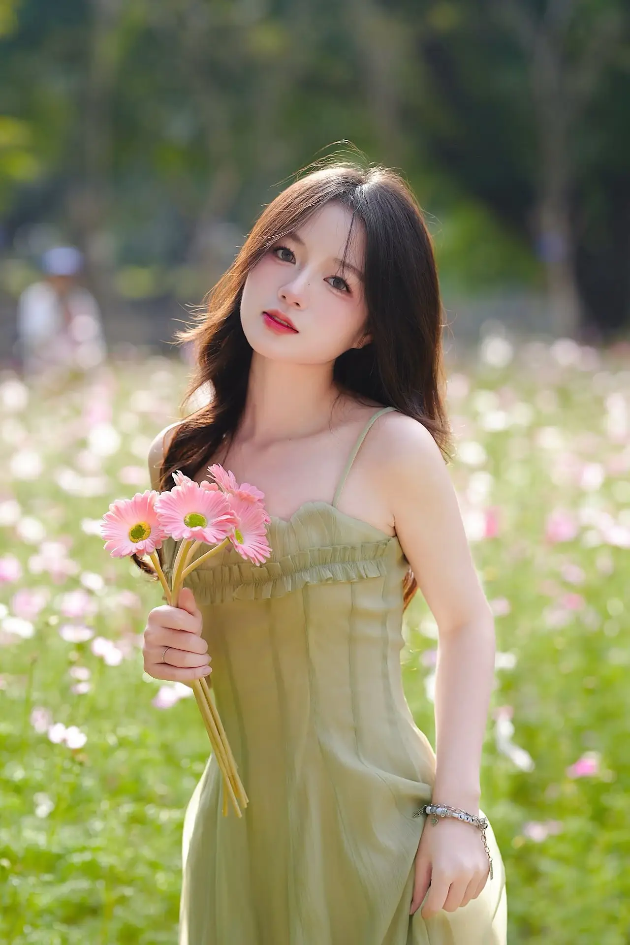 Elegant Young Woman's Gentle Beauty by Ancient Tracks: A Poetic Nature Portrait
