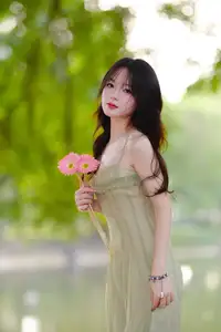 Elegant Young Woman's Gentle Beauty by Ancient Tracks: A Poetic Nature Portrait - image 6