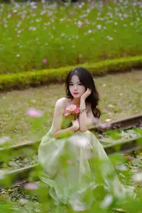 Elegant Young Woman's Gentle Beauty by Ancient Tracks: A Poetic Nature Portrait - image 1