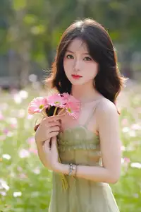 Elegant Young Woman's Gentle Beauty by Ancient Tracks: A Poetic Nature Portrait - image 3