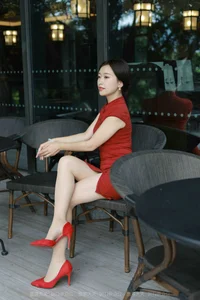 Xiao Jie in Red Qipao: Elegant Chinese Fashion and Artistic Model Photography - image 60