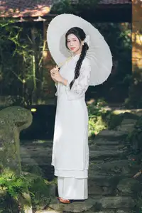 Charming Young Woman in White Lace & Orchids: Radiant Natural Beauty Amidst Greenery 1000026906 - image 7