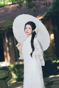 Charming Young Woman in White Lace & Orchids: Radiant Natural Beauty Amidst Greenery 1000026906 - image 15