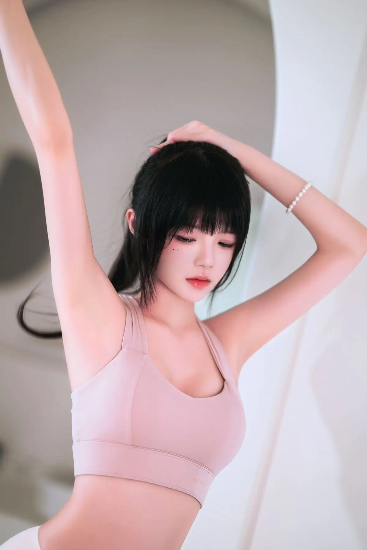 Coser Cherry Meow: Ethereal Beauty in Pink Yoga Attire